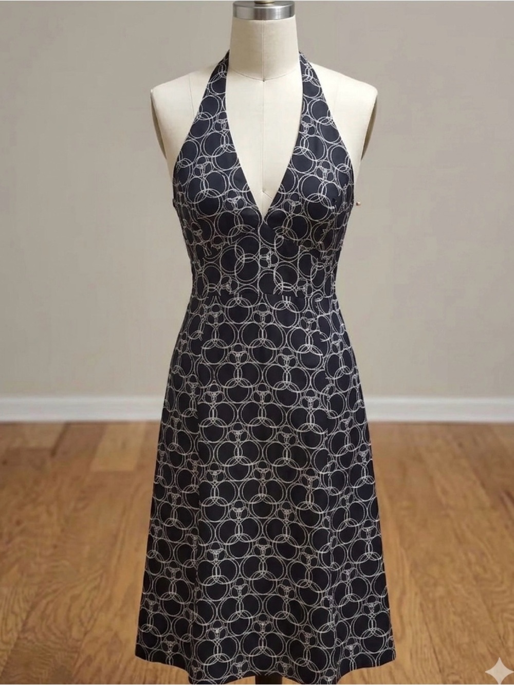 Laundry By Shelli Segal Black and White Halter Dress